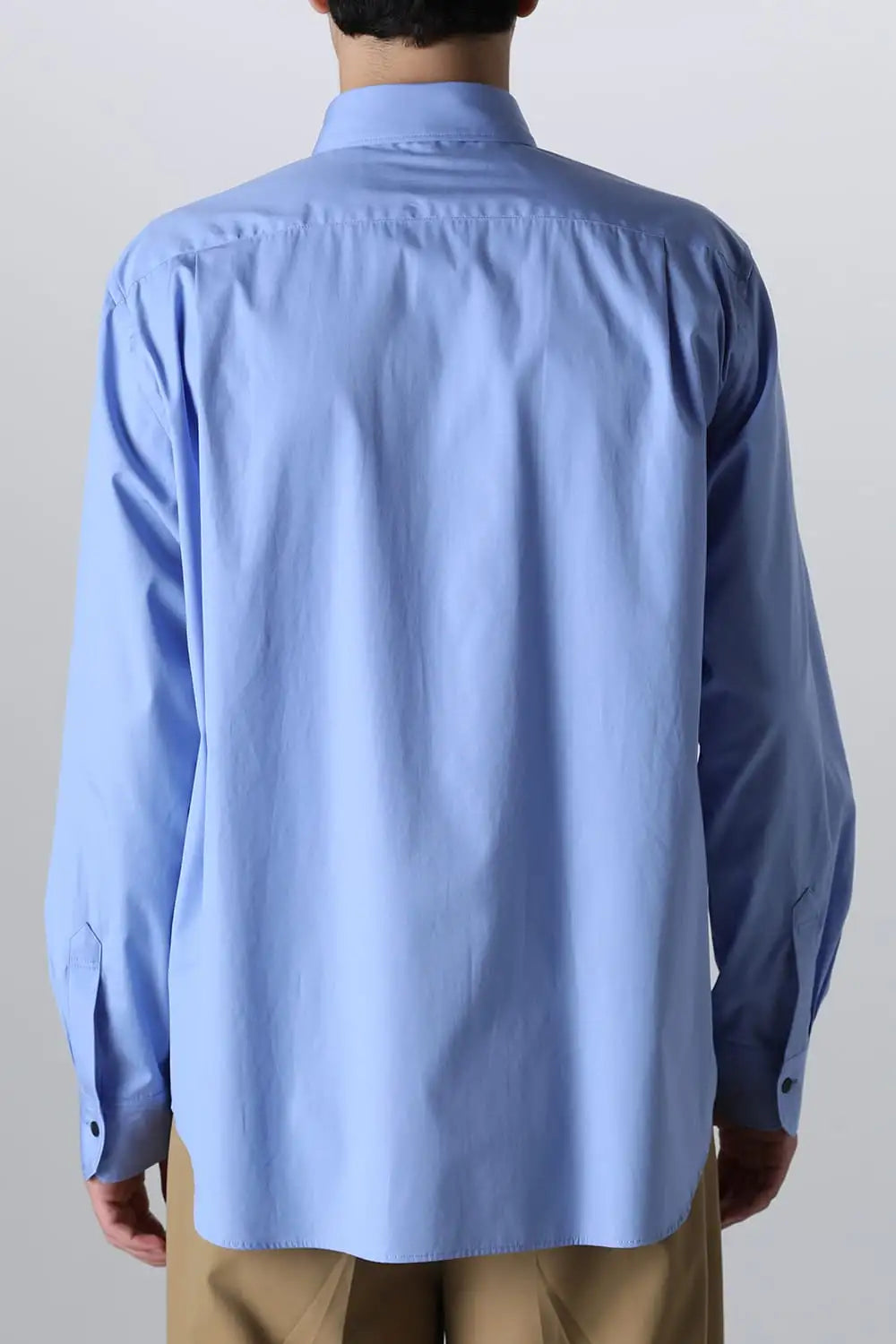 フロントパネルシャツウィズレザータブ Sax