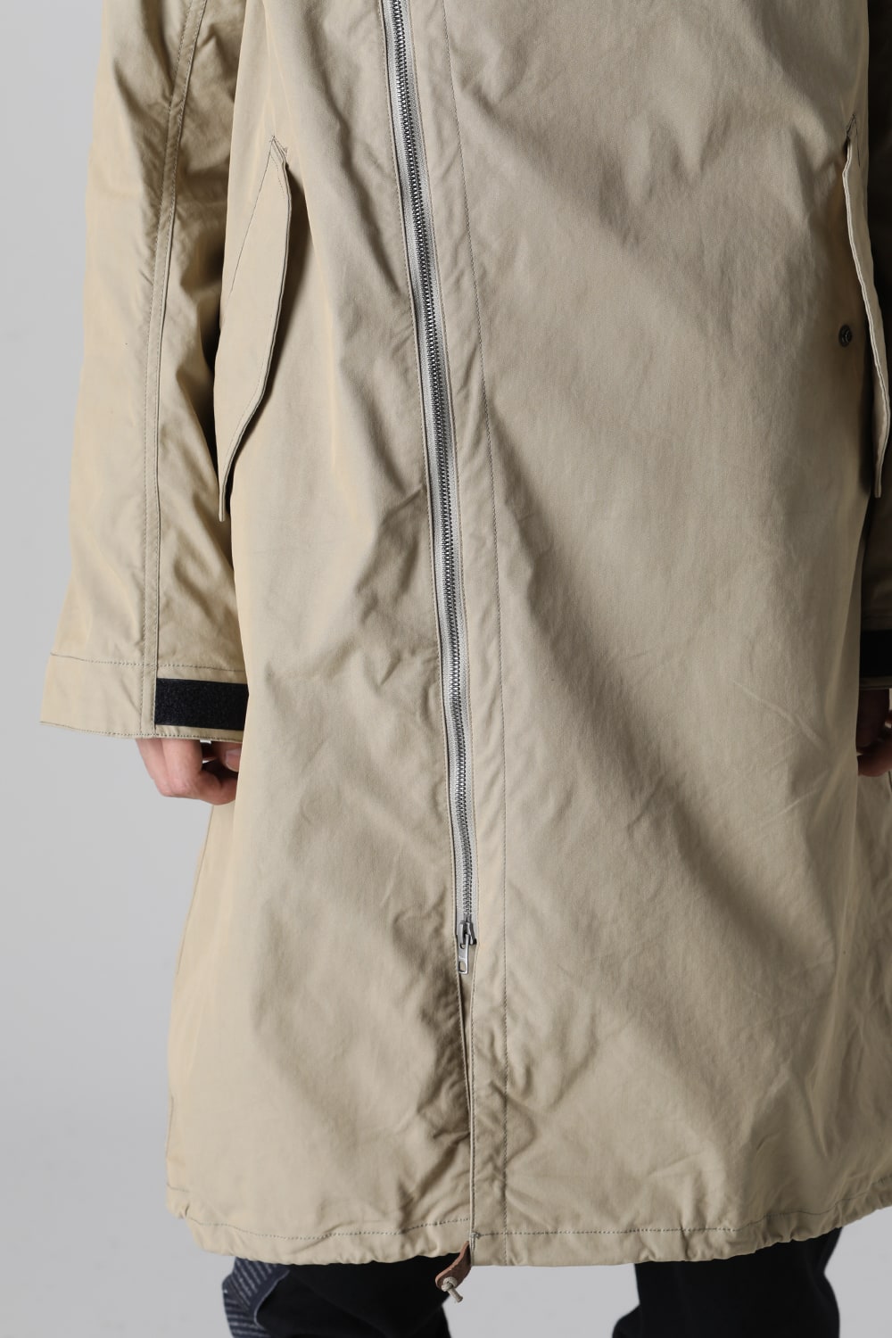 Multi Zip Military Hoodie Coat - Without Patches Beige