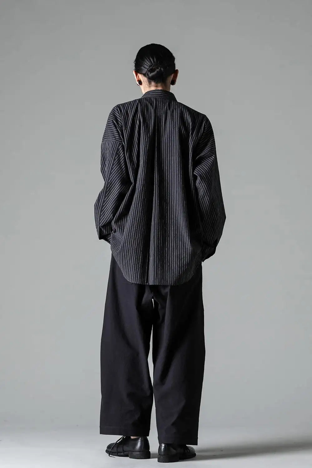 シャツ#100 コットンシーチング ブラックストライプ