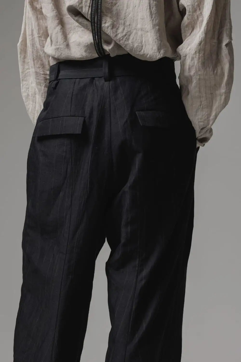 Cuffs baggy pant cotton / linen stripe