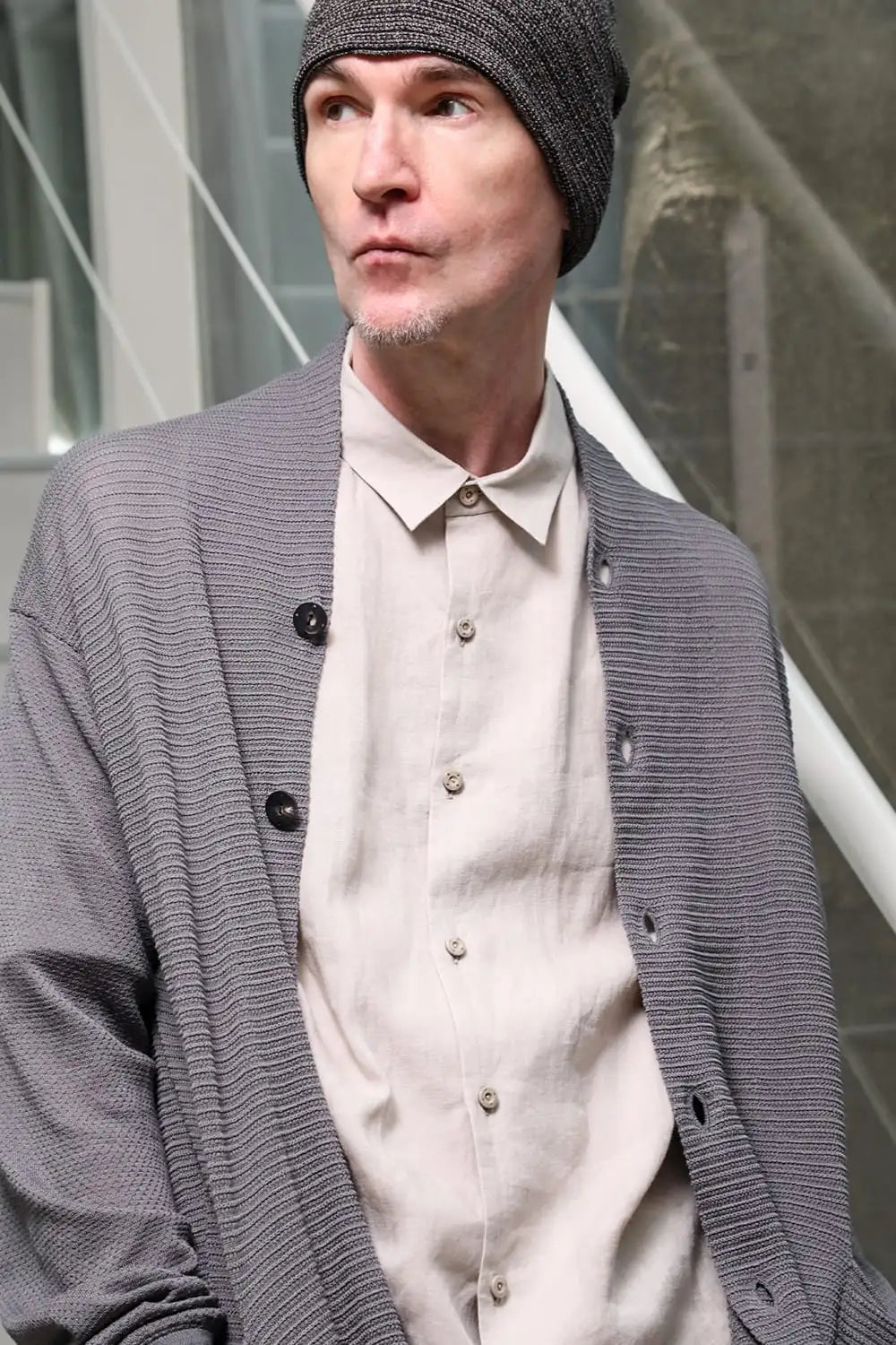 Knit cardigan cotton / linen / silk Gray