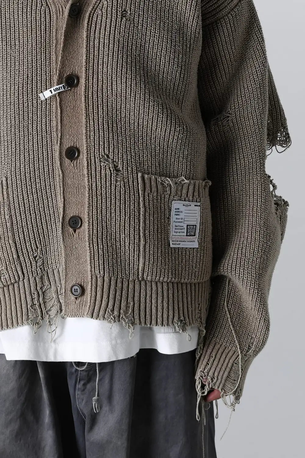 Bleached Knit Cardigan Khaki