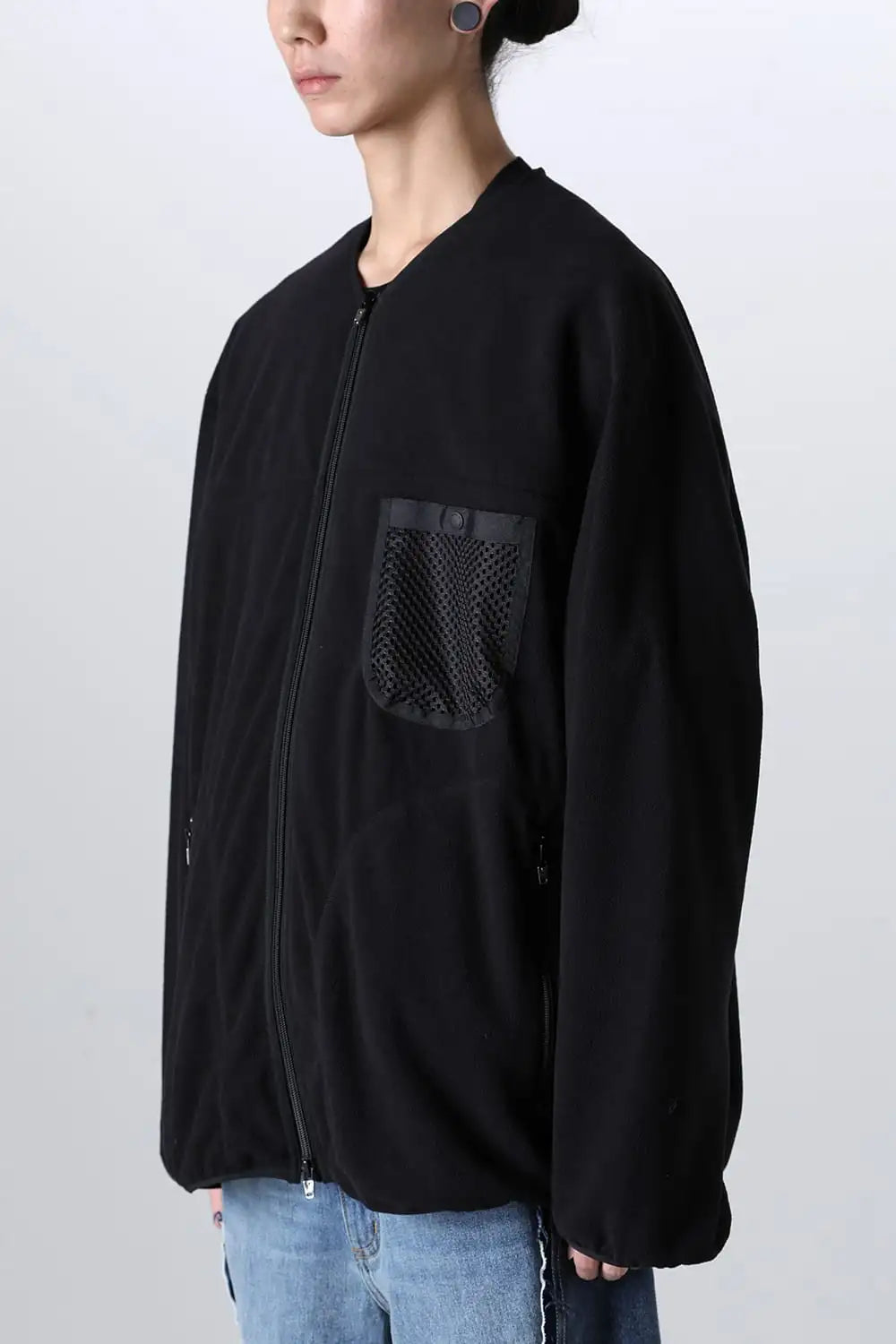 back gusset sleeve full zip fleece jacket.(solid)