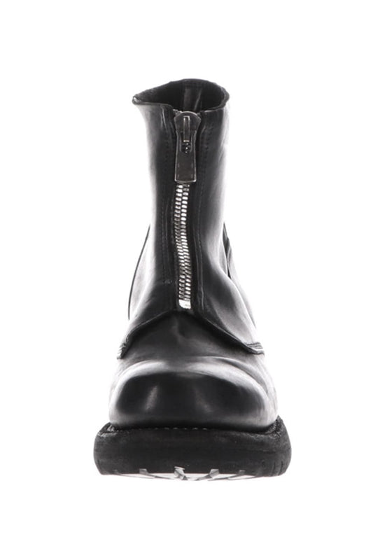 フロント ジップ ブーツ ビブラム ソール ホース クラッタ フルグレイン レザー