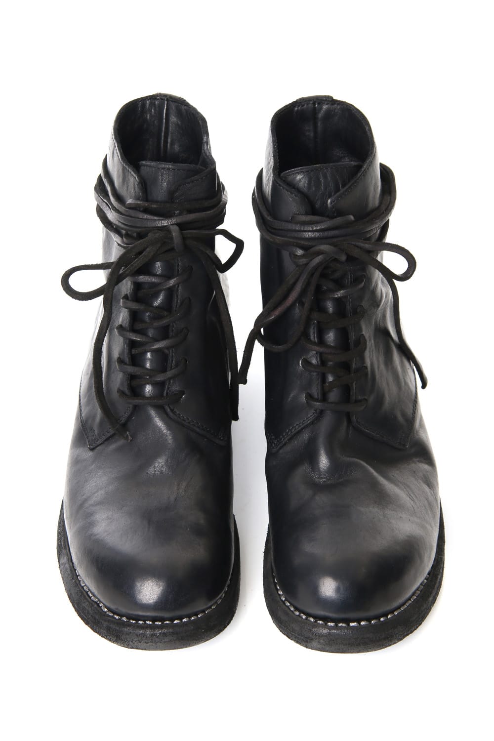 Military Lace Up Boots - Horse Full Grain Leather Black
