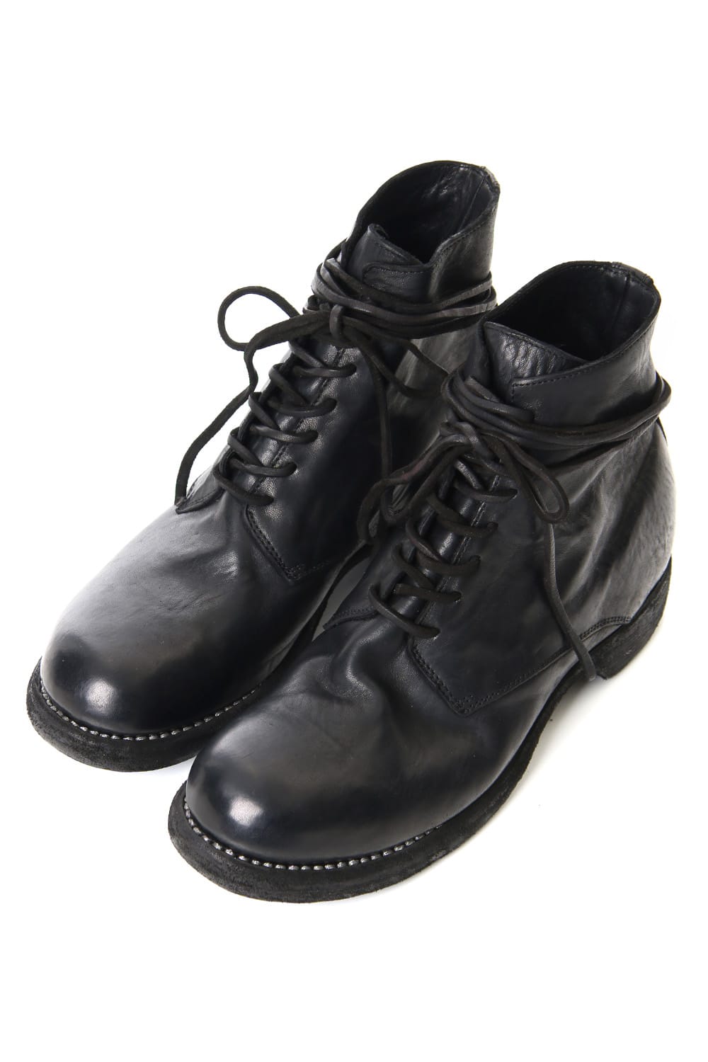 Military Lace Up Boots - Horse Full Grain Leather Black