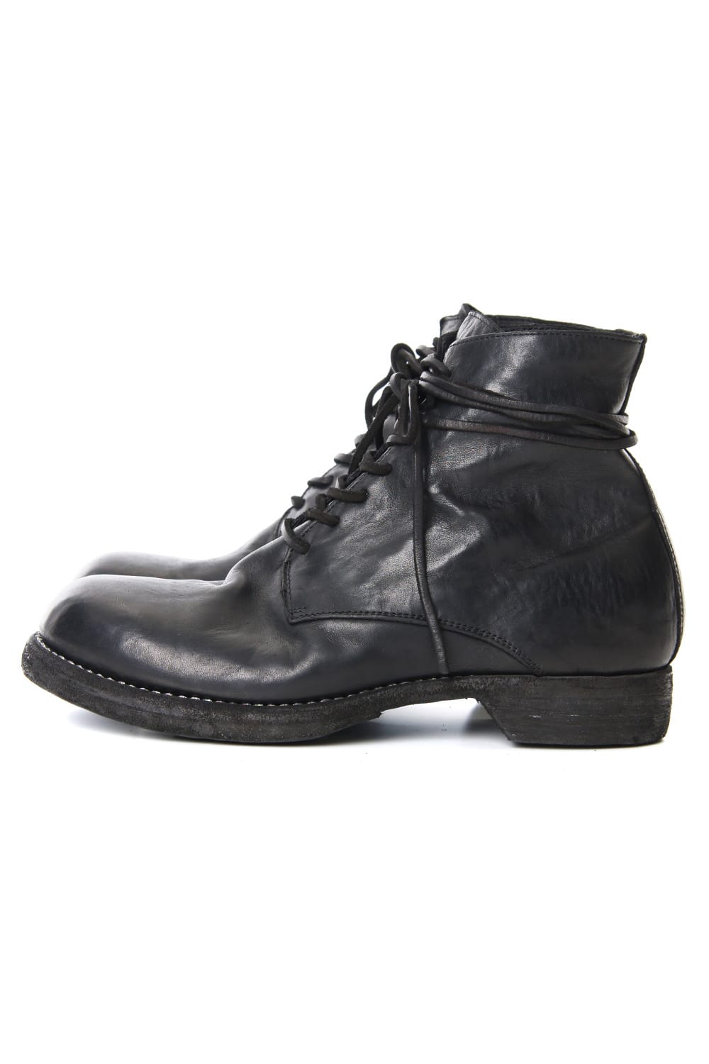 Military Lace Up Boots - Horse Full Grain Leather Black