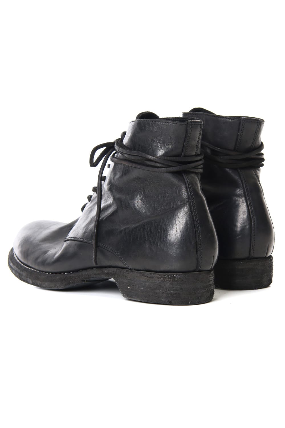 Military Lace Up Boots - Horse Full Grain Leather Black