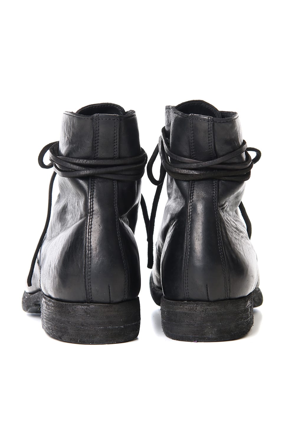 Military Lace Up Boots - Horse Full Grain Leather Black