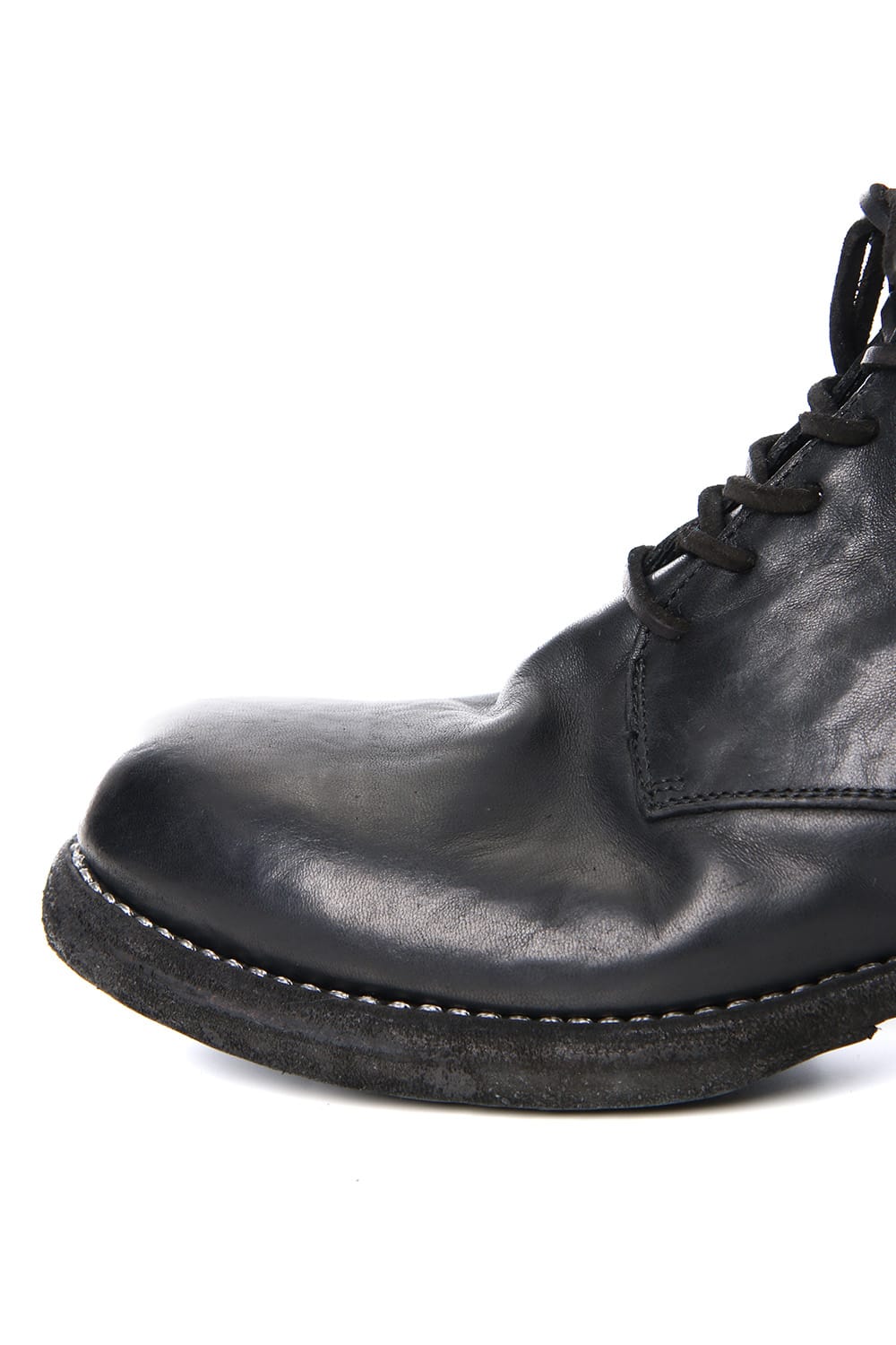 Military Lace Up Boots - Horse Full Grain Leather Black