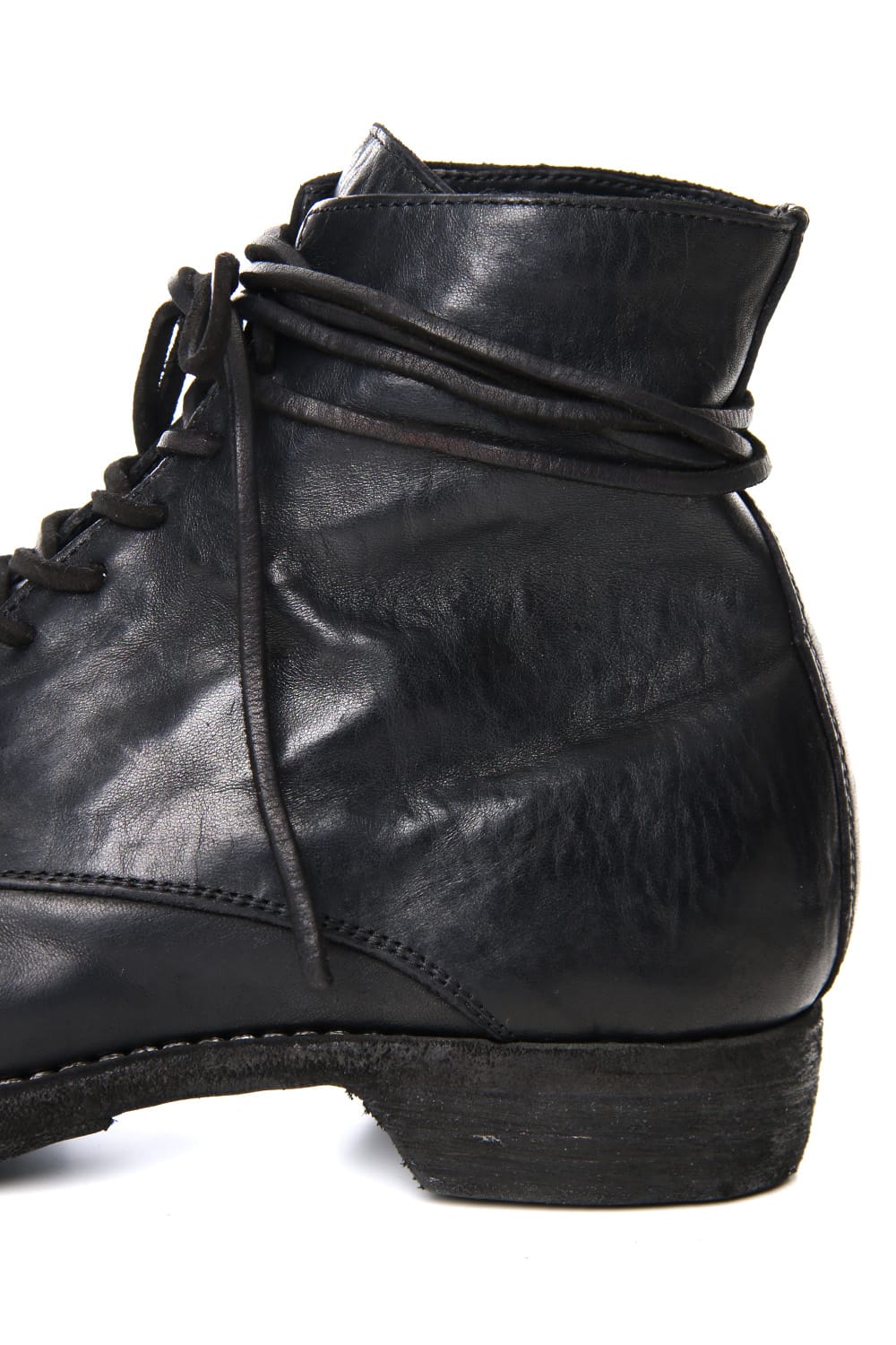 Military Lace Up Boots - Horse Full Grain Leather Black
