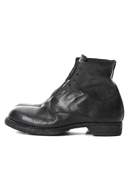 Military Lace Up Boots - Horse Full Grain Leather Black