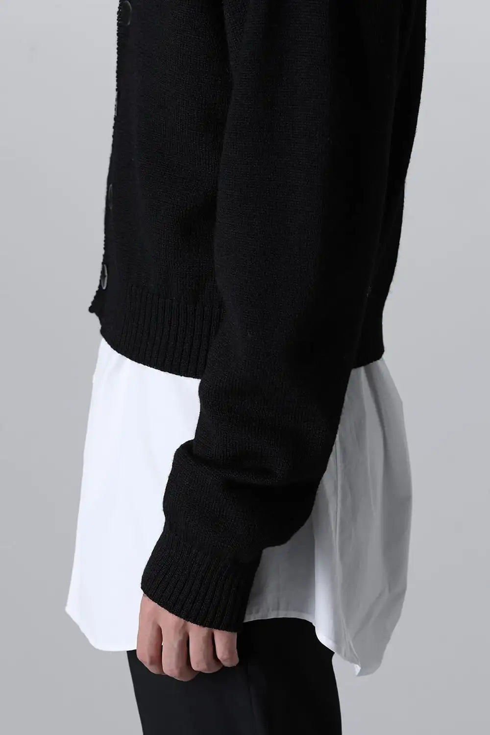 shetland wool cropped cardigan Black