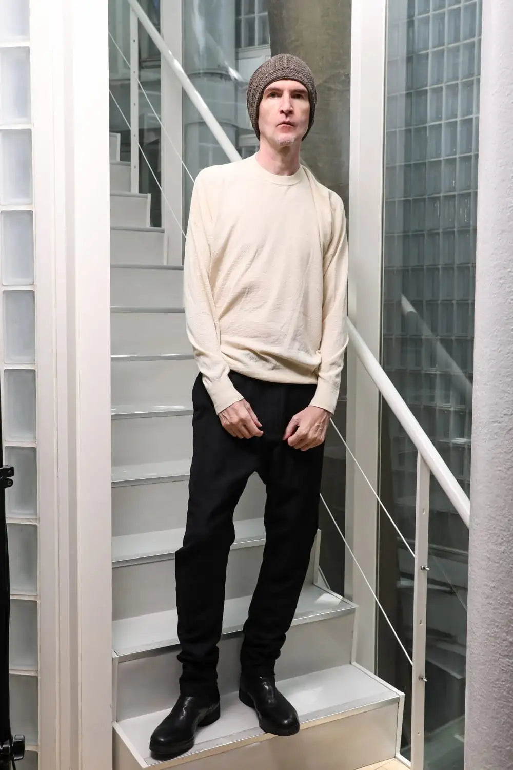 プルオーバーニット コットンリネンシルク Ecru