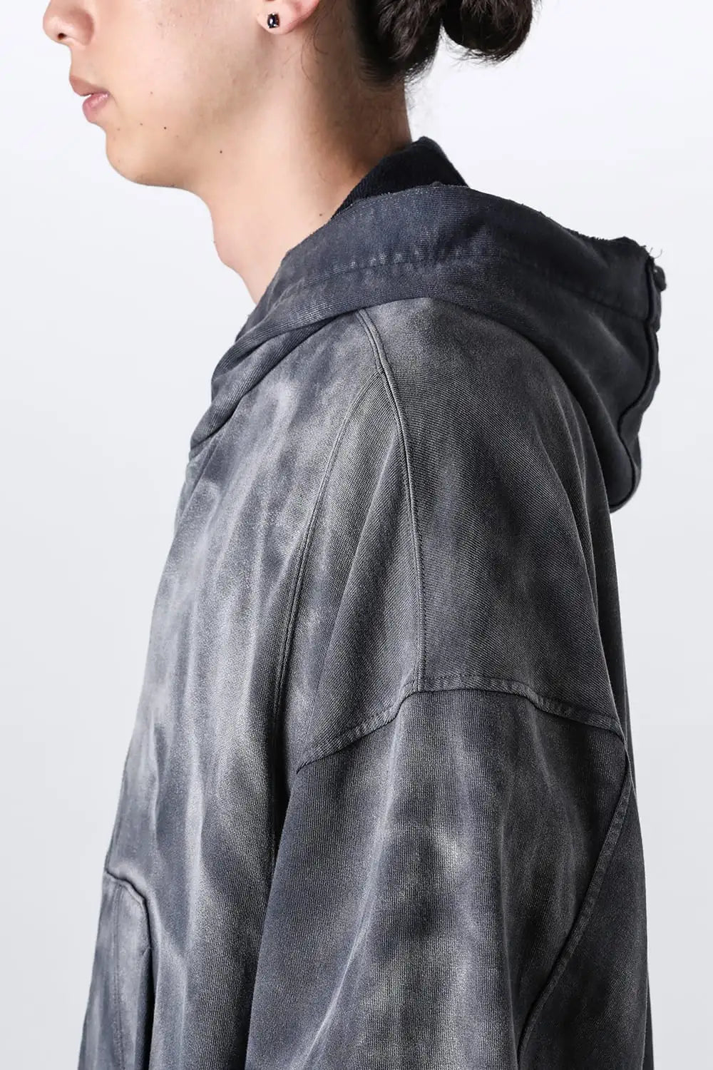 Faded Garment Wash Sweat Hoodie Black