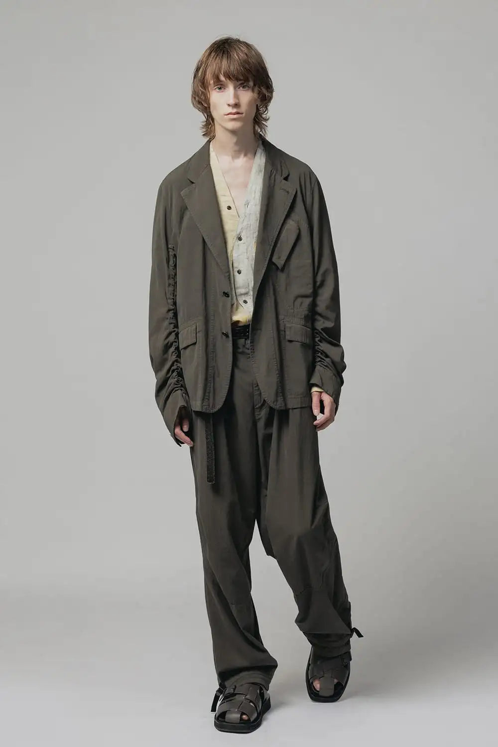 強撚ドライコットン ジャケット  オリーブドラブ