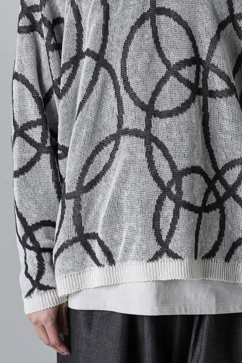 KNITTED CREW NECK Hemp yarn 7gg OFF WHITE