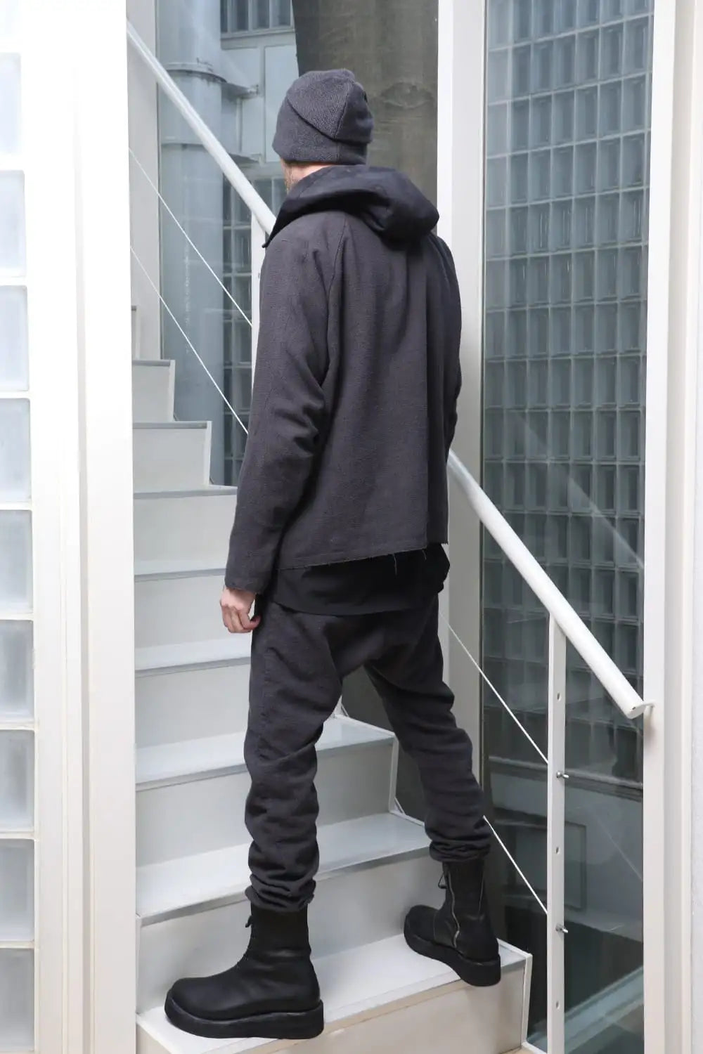 Hooded jacket silk / linen