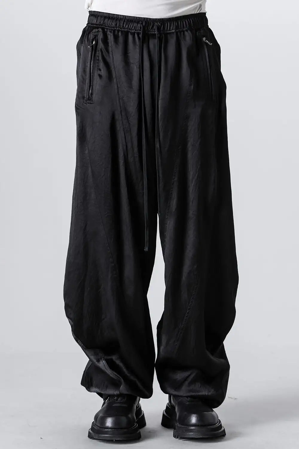 Acetate Vintage Satin Twisted Wide Pants