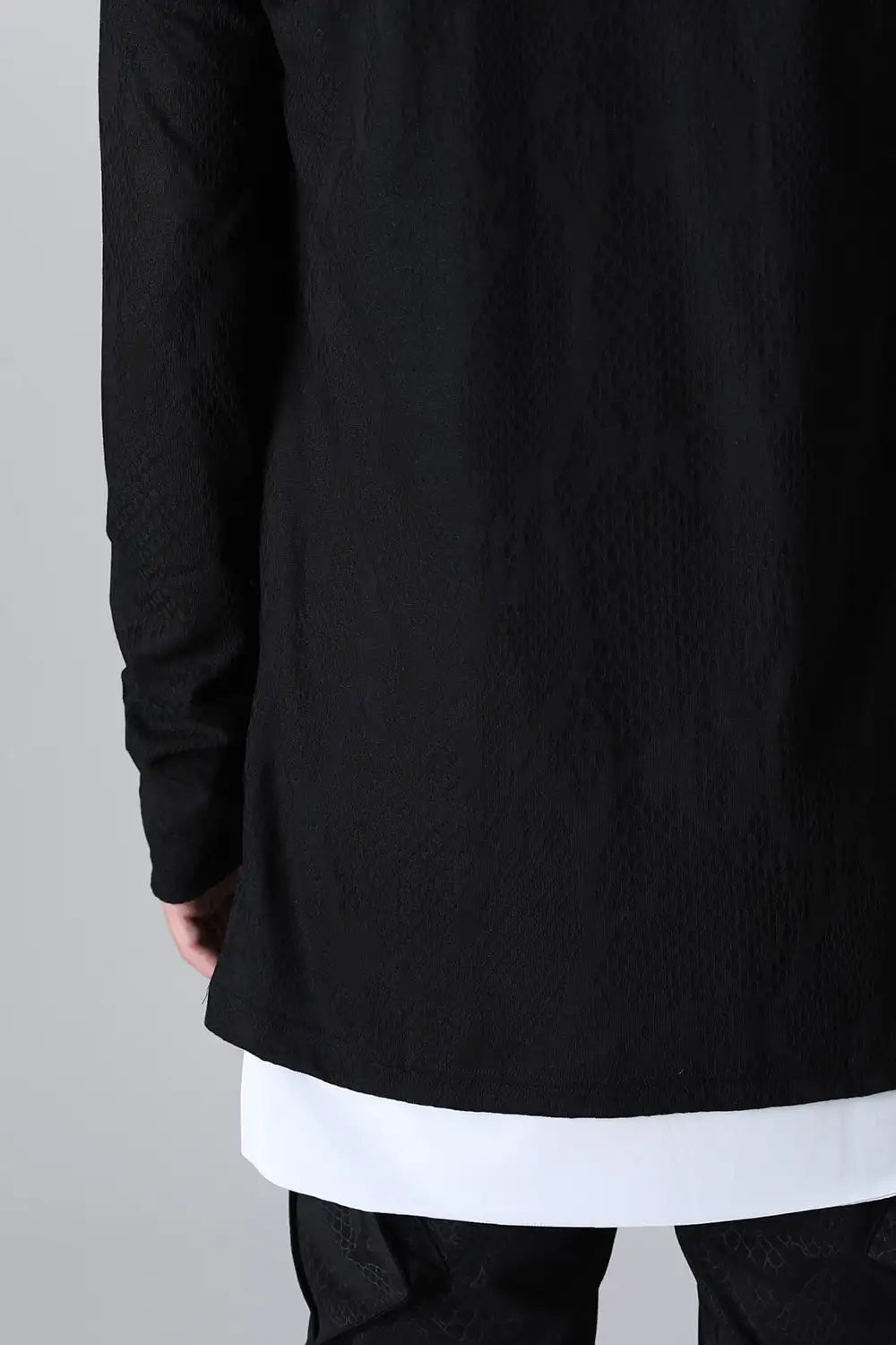 Layered Shawl Cardigan Black＆White