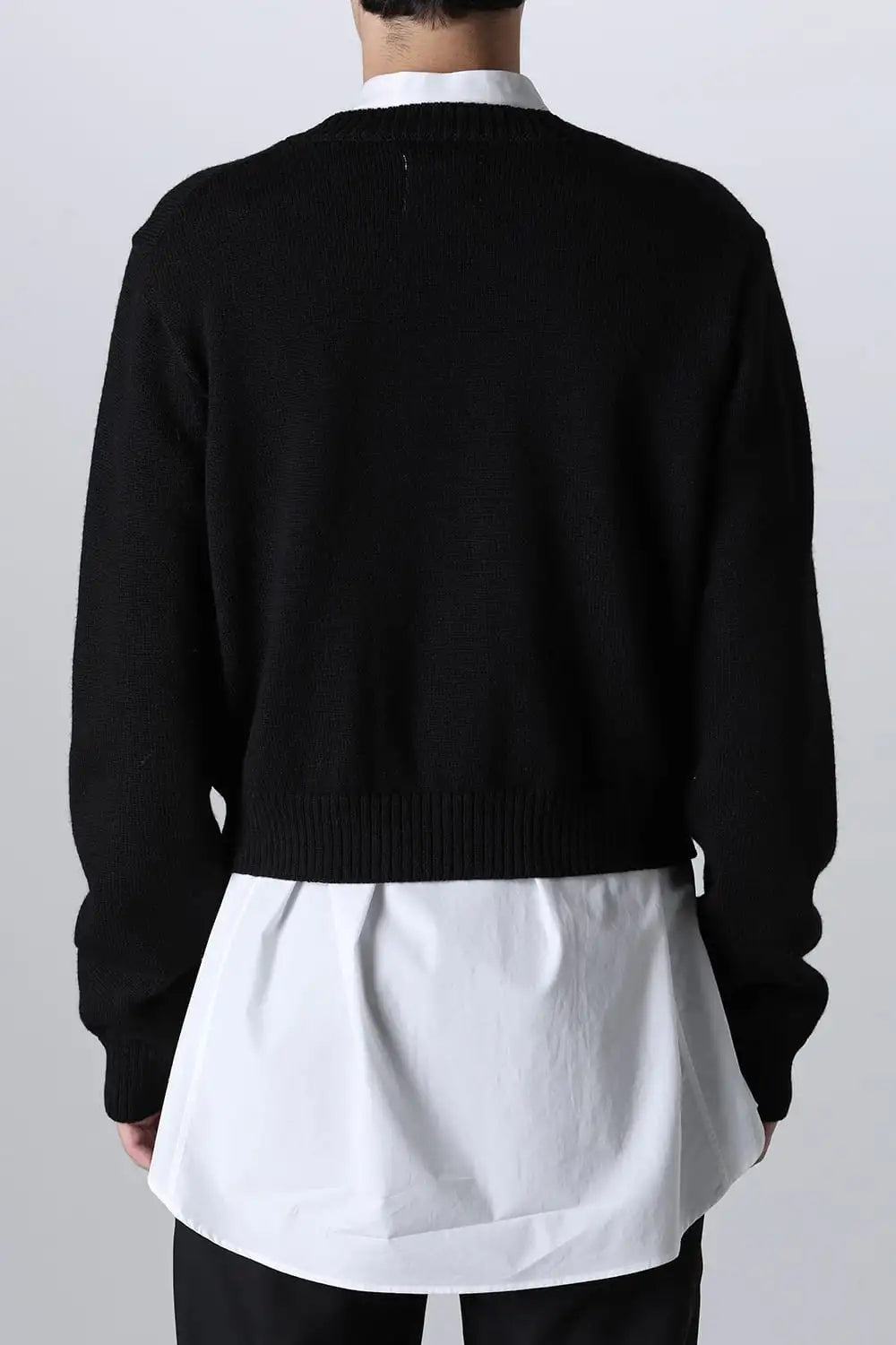 shetland wool cropped cardigan Black