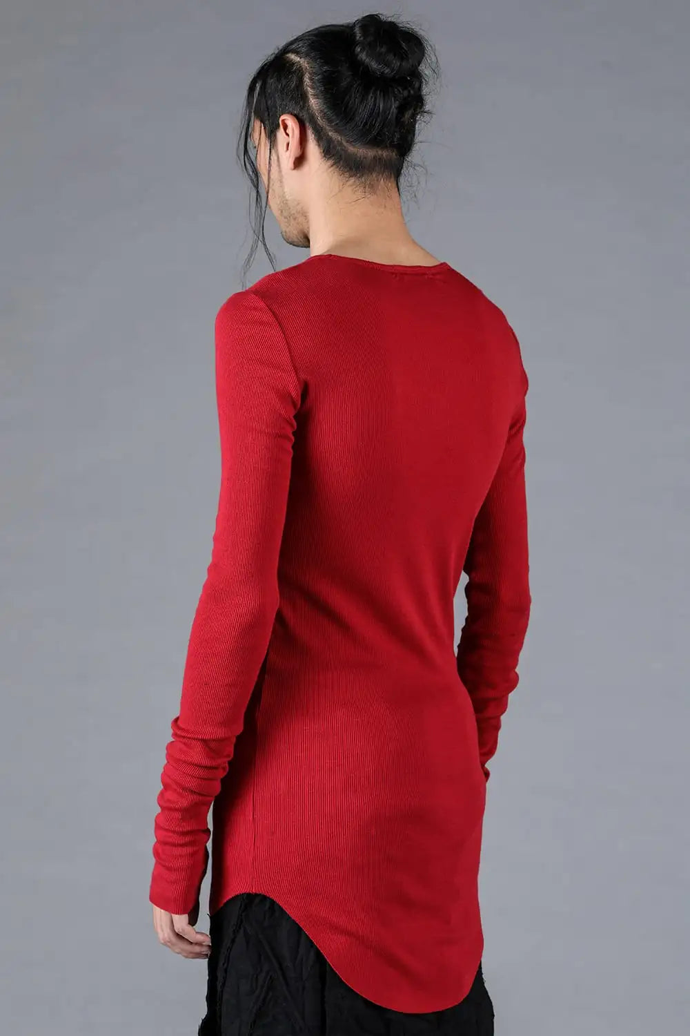 Modal x Cotton Rib Long Sleeve T-Shirt Red