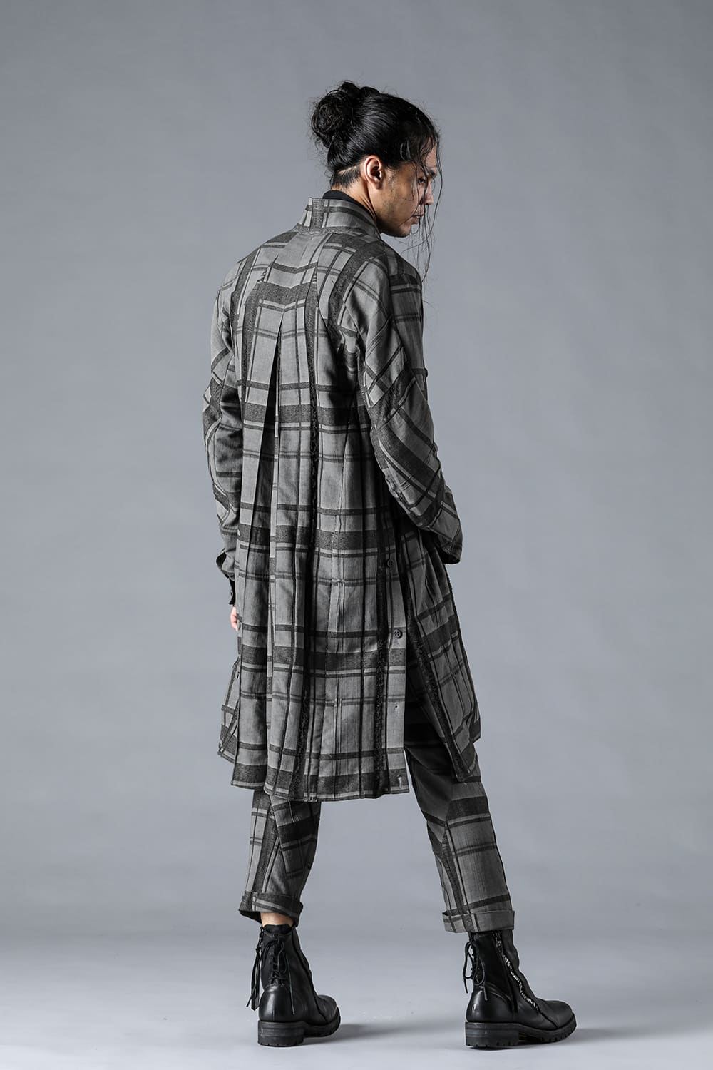 Check Jacquard W-Breasted Shirt Coat