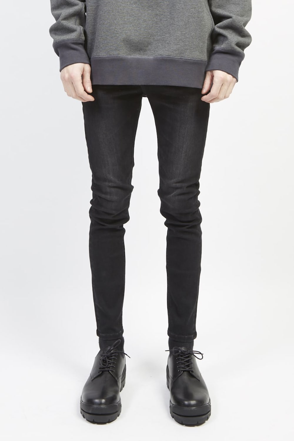 EX fit denim real black leggings pants