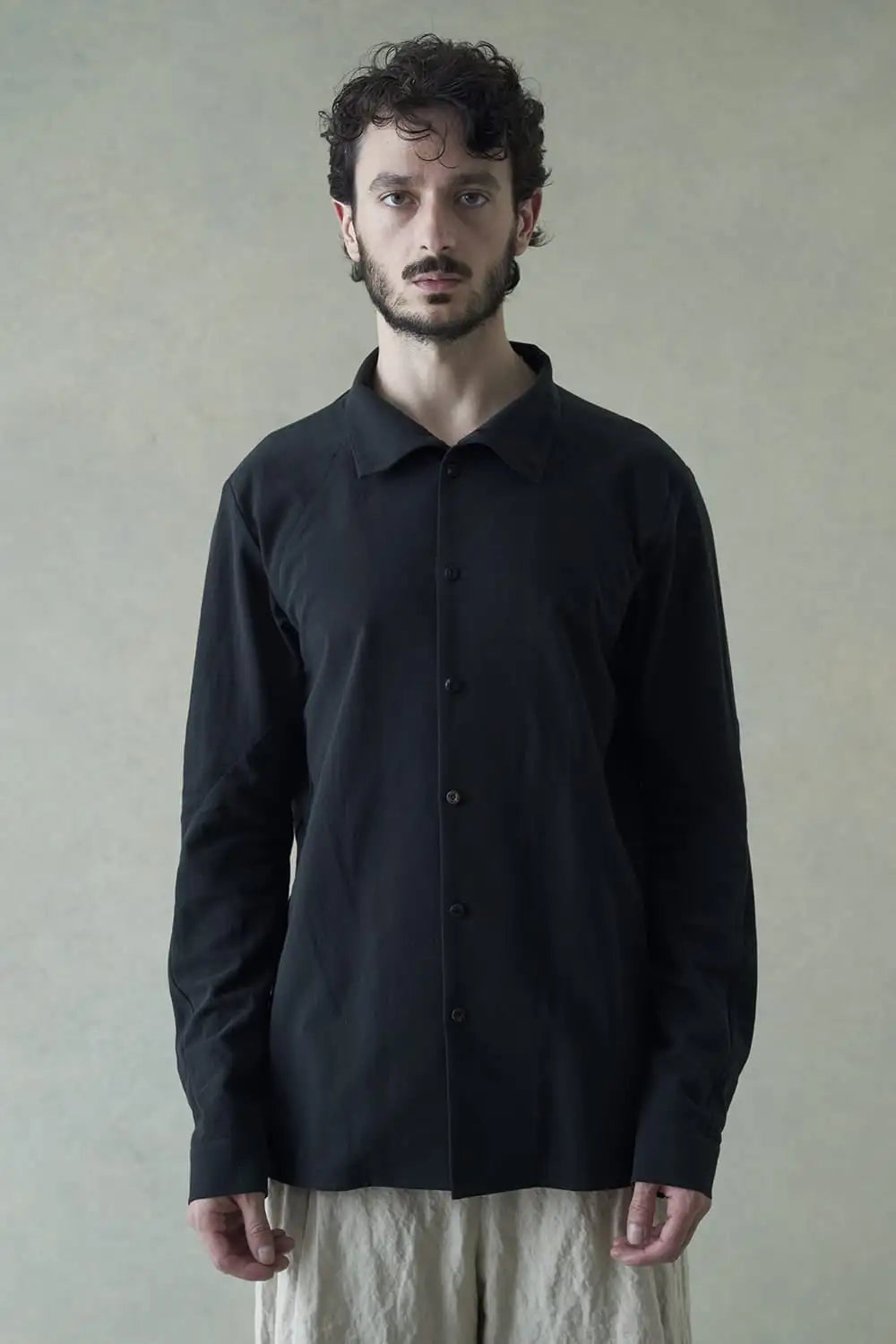 High neck shirt cotton / linen