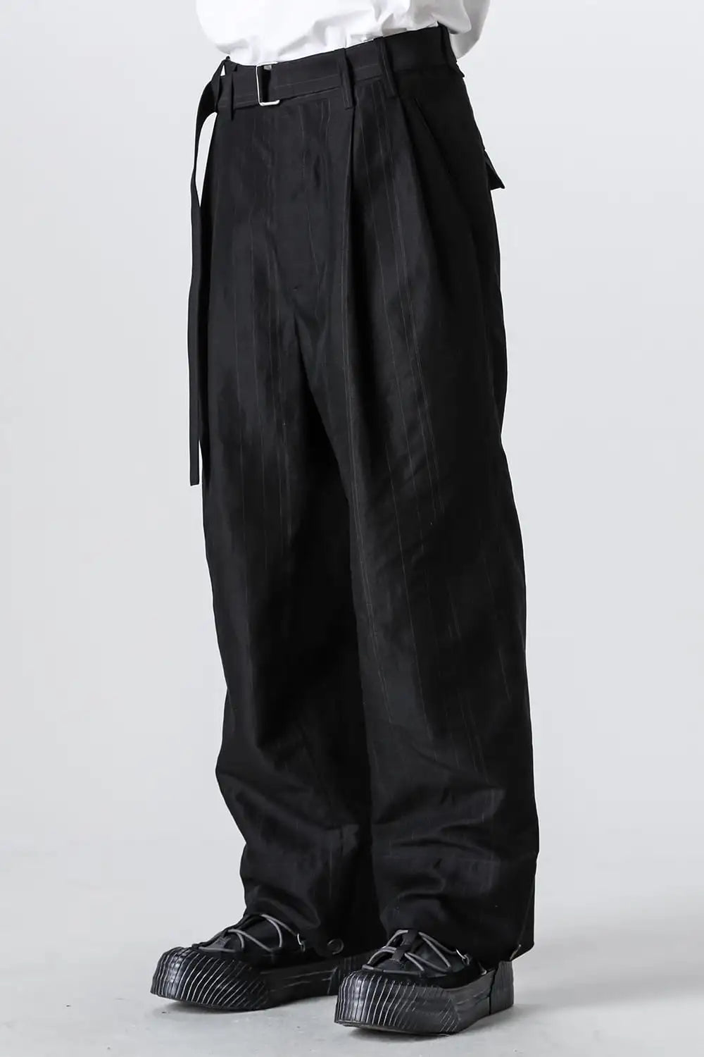 Cuffs baggy pant cotton / linen stripe
