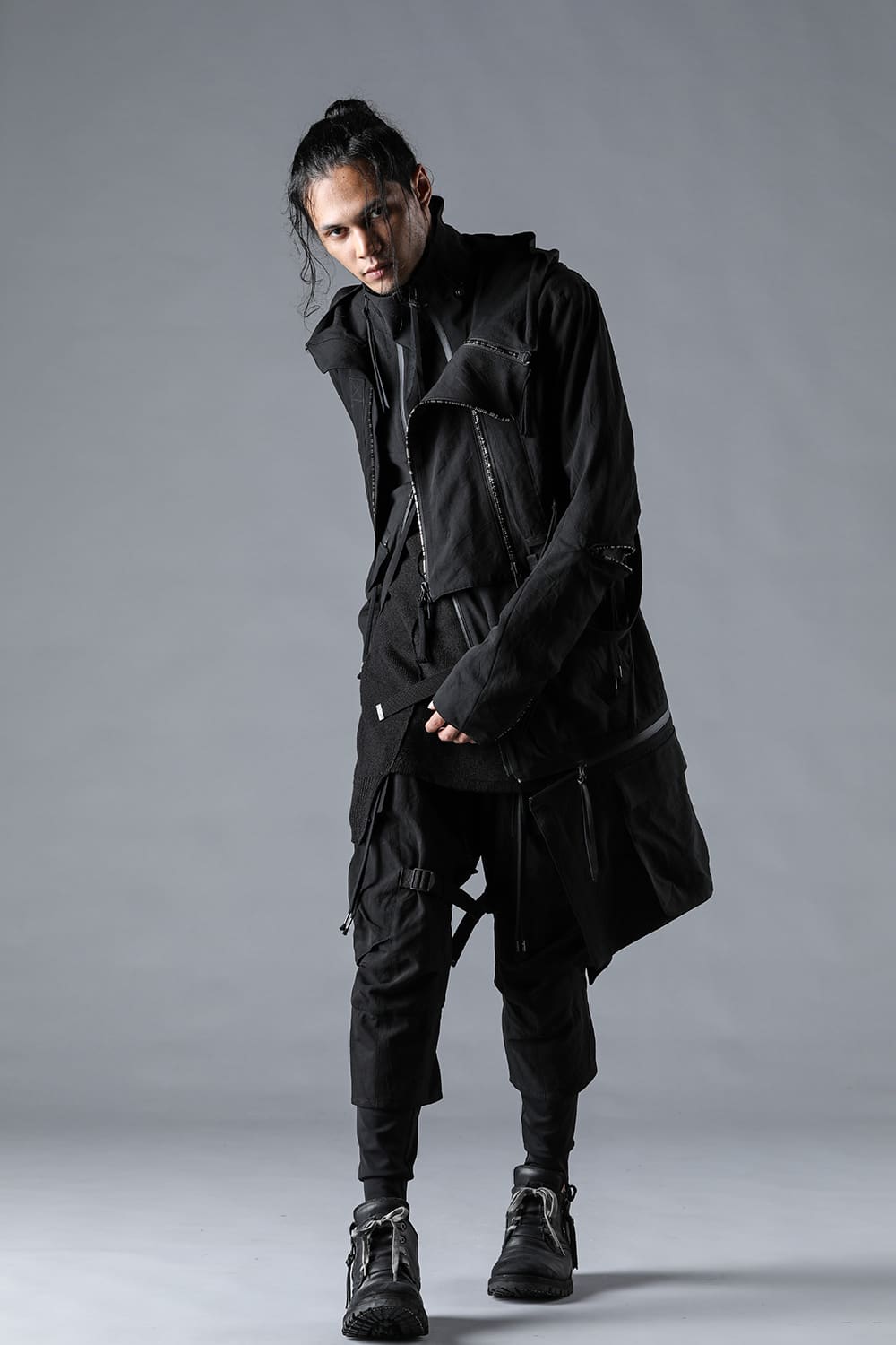 Salt-Shrunk Washed Dobby Border Military Coat