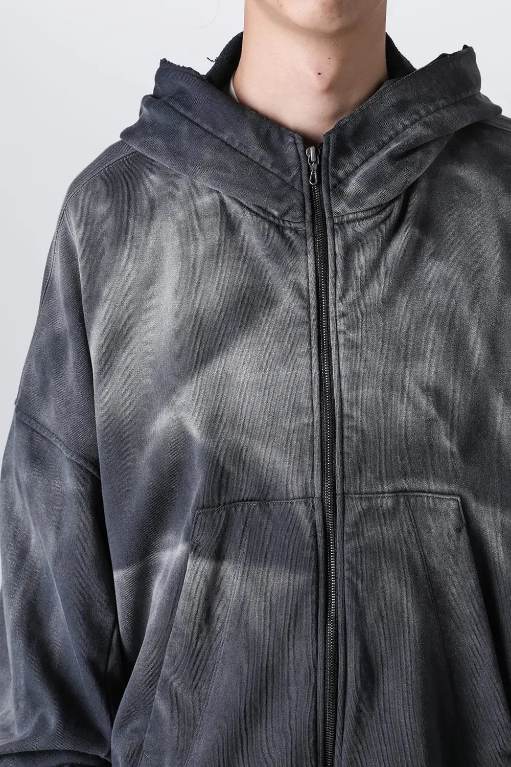 Faded Garment Wash Sweat Hoodie Black