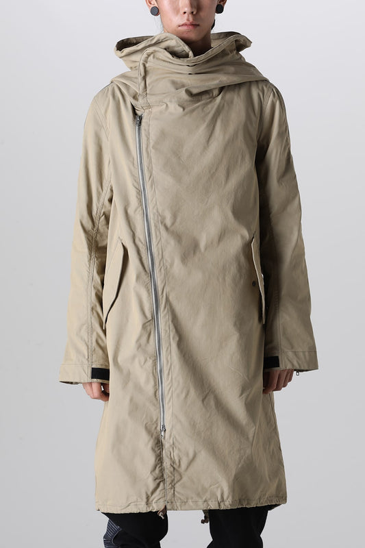 Multi Zip Military Hoodie Coat - Without Patches Beige