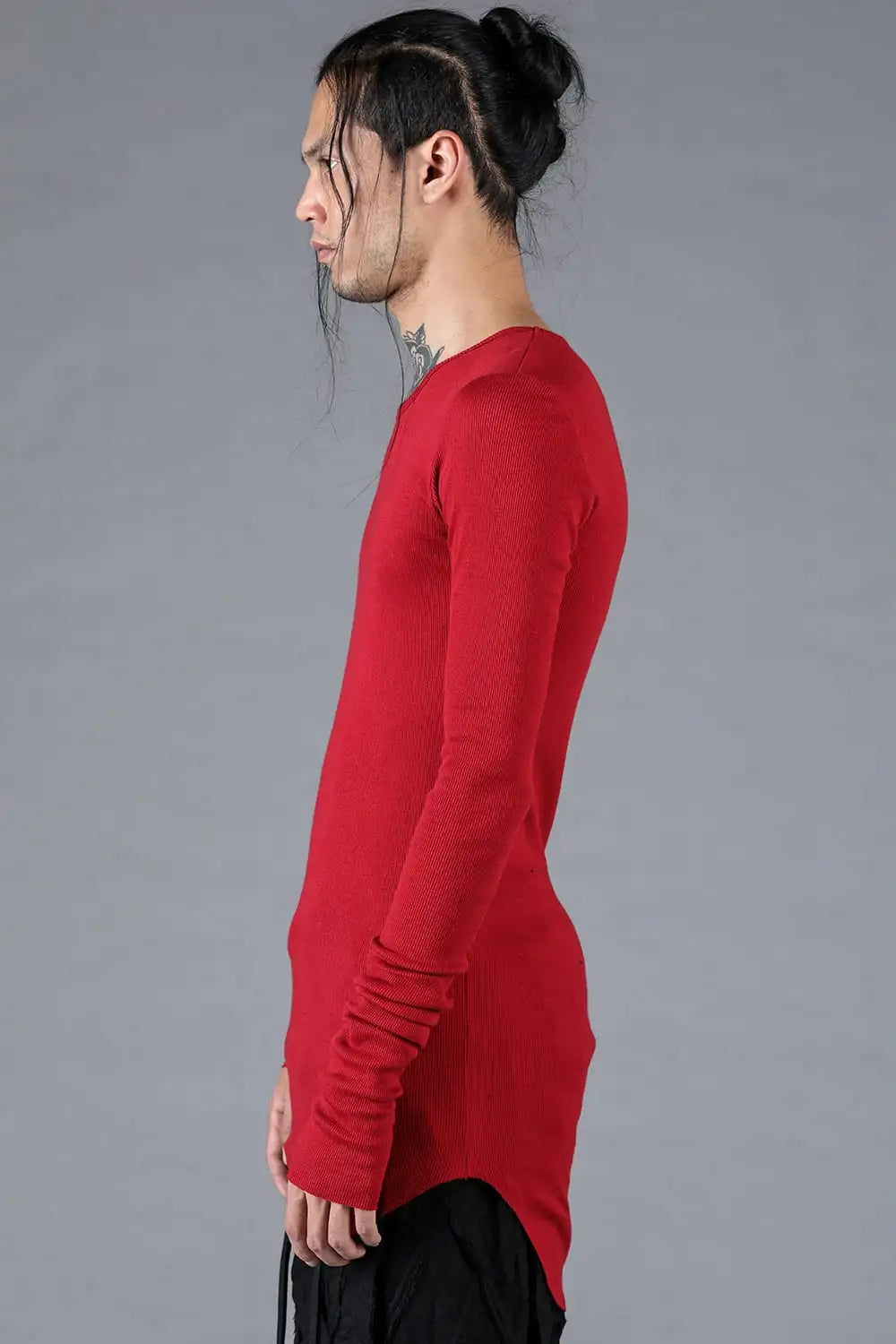 Modal x Cotton Rib Long Sleeve T-Shirt Red