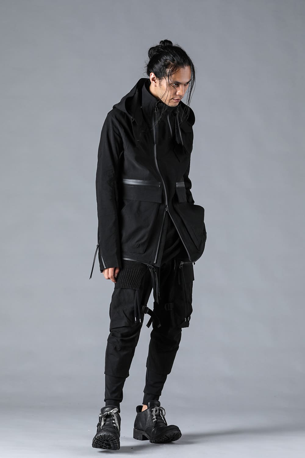 塩縮ワッシャードビーボーダーレイヤードカーゴパンツ