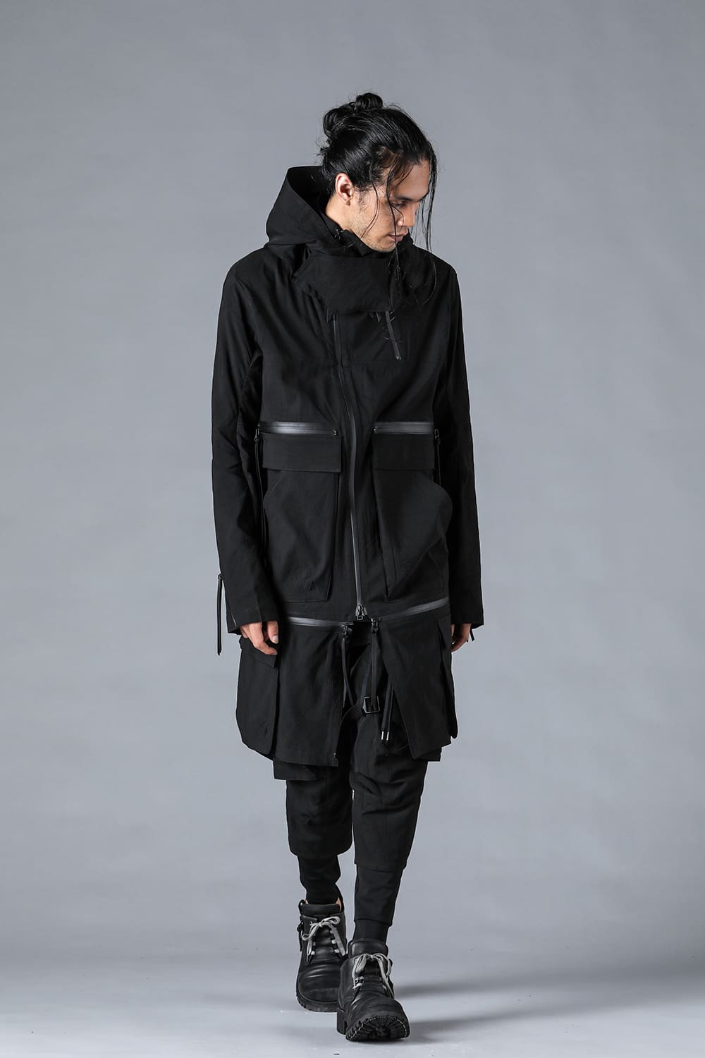 Salt-Shrunk Washed Dobby Border Military Coat