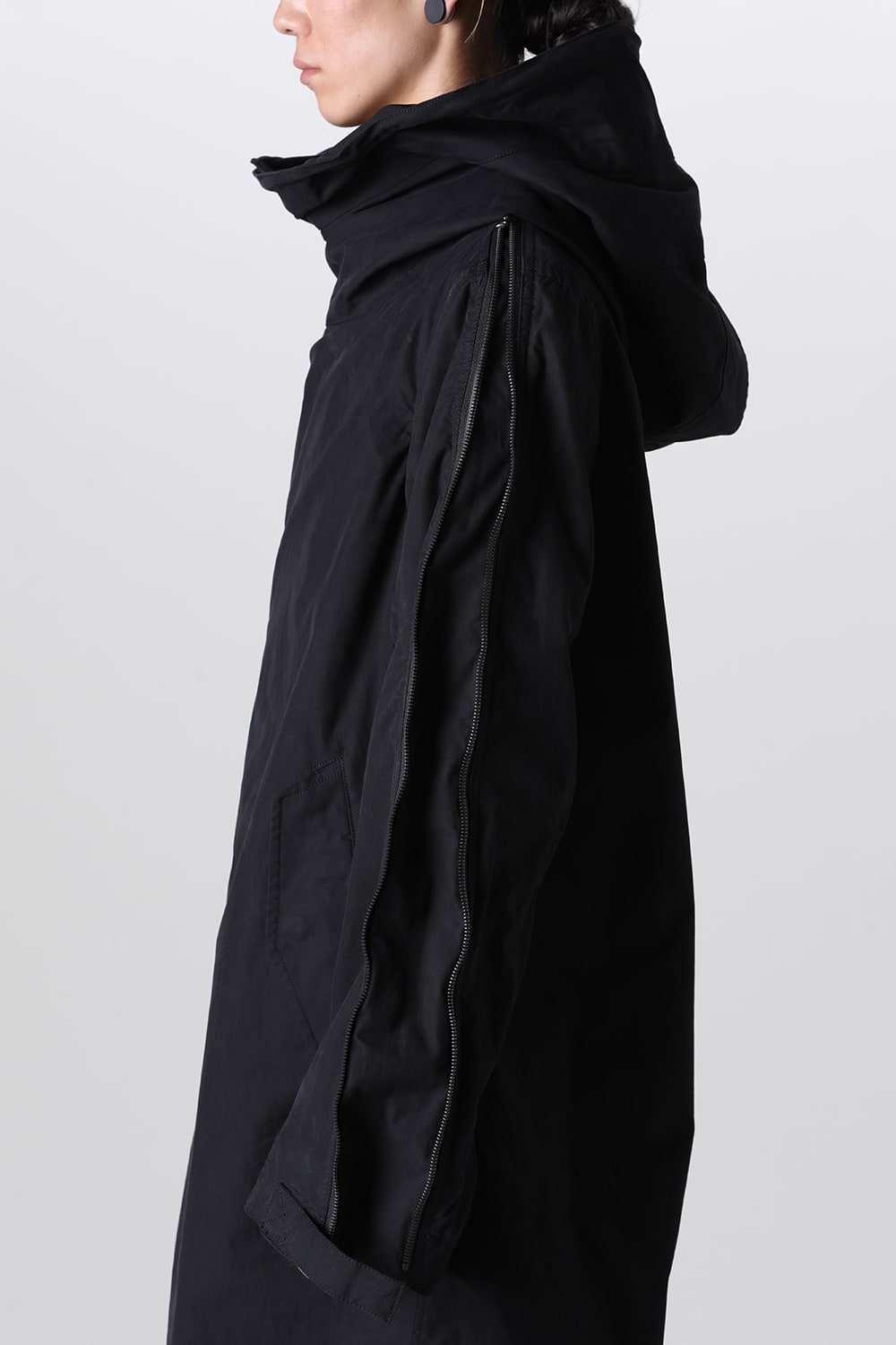 Multi Zip Military Hoodie Coat - Without Patches Black