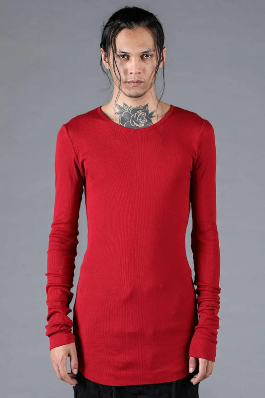 Modal x Cotton Rib Long Sleeve T-Shirt Red