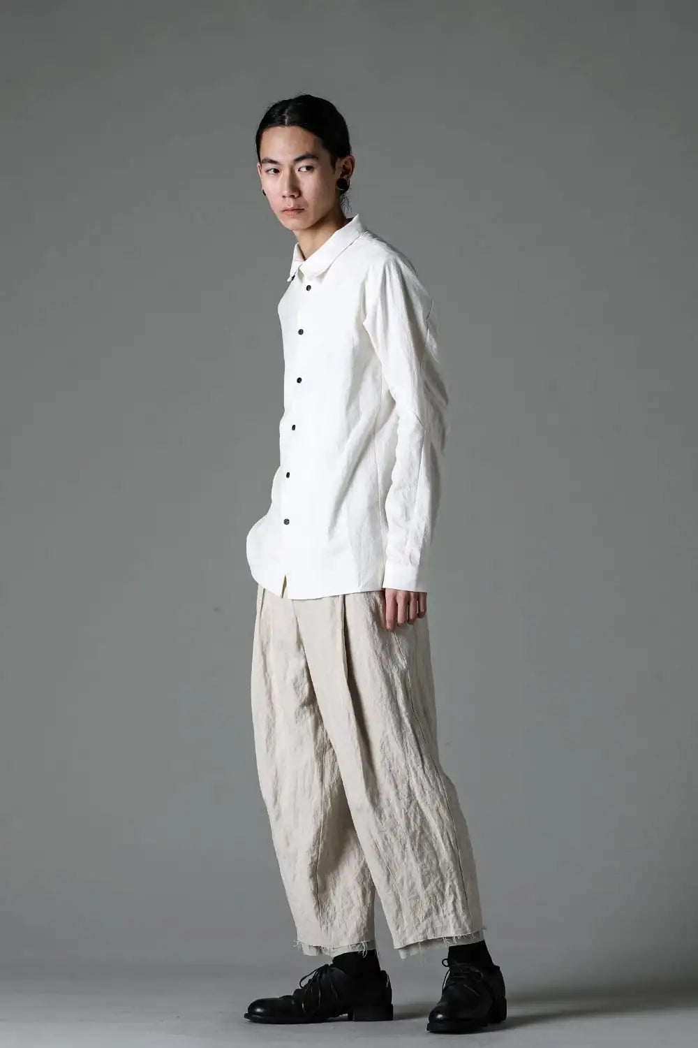 High neck shirt cotton / hemp