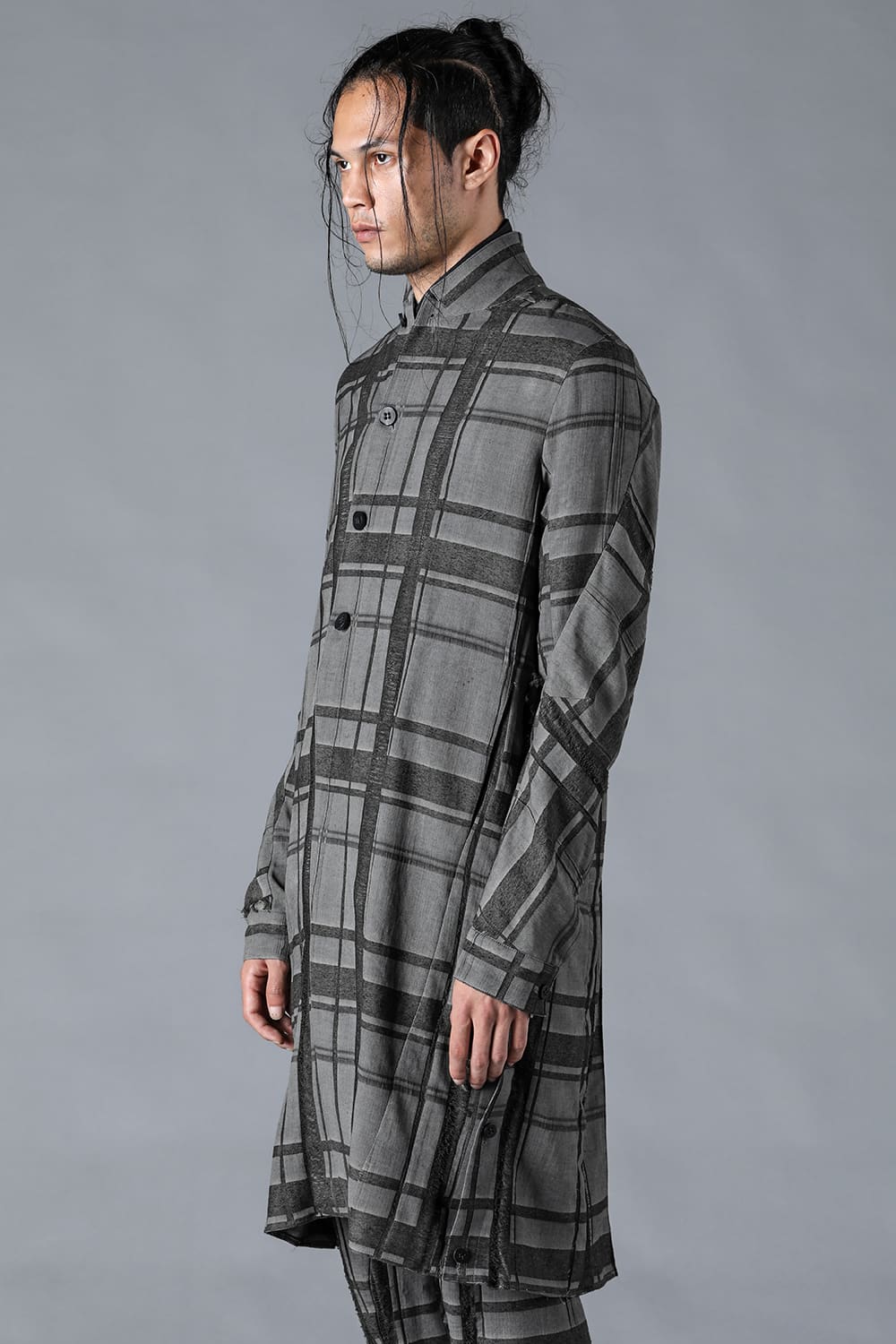 Check Jacquard W-Breasted Shirt Coat