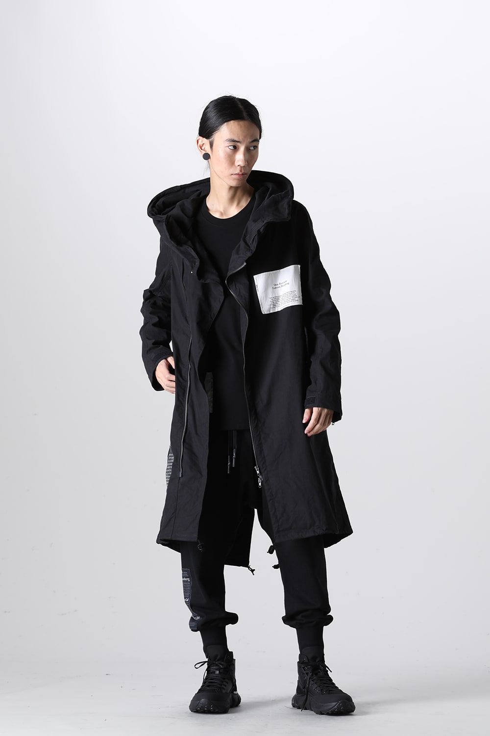 Multi Zip Military Hoodie Coat w/Printed Patches