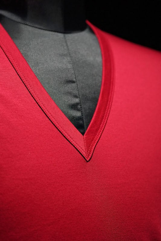 GalaabenD 16SS BASIC Bio Silket V-Neck Cut Sew (RED)