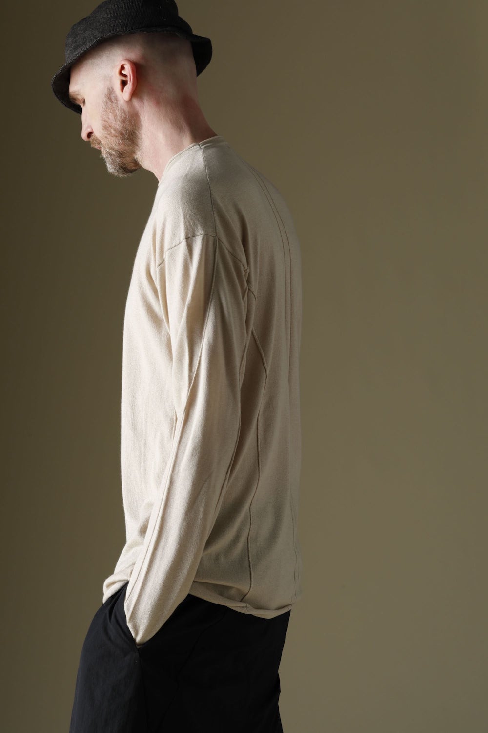 Knit long sleeve silk / cashmere Sand Beige