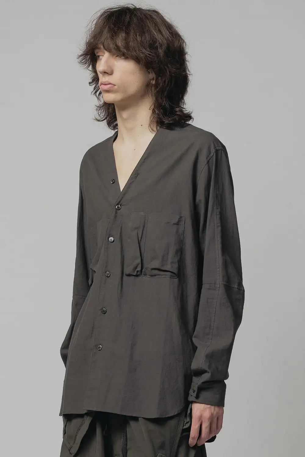 Cotton/Linen V Shirt  Olive Drab