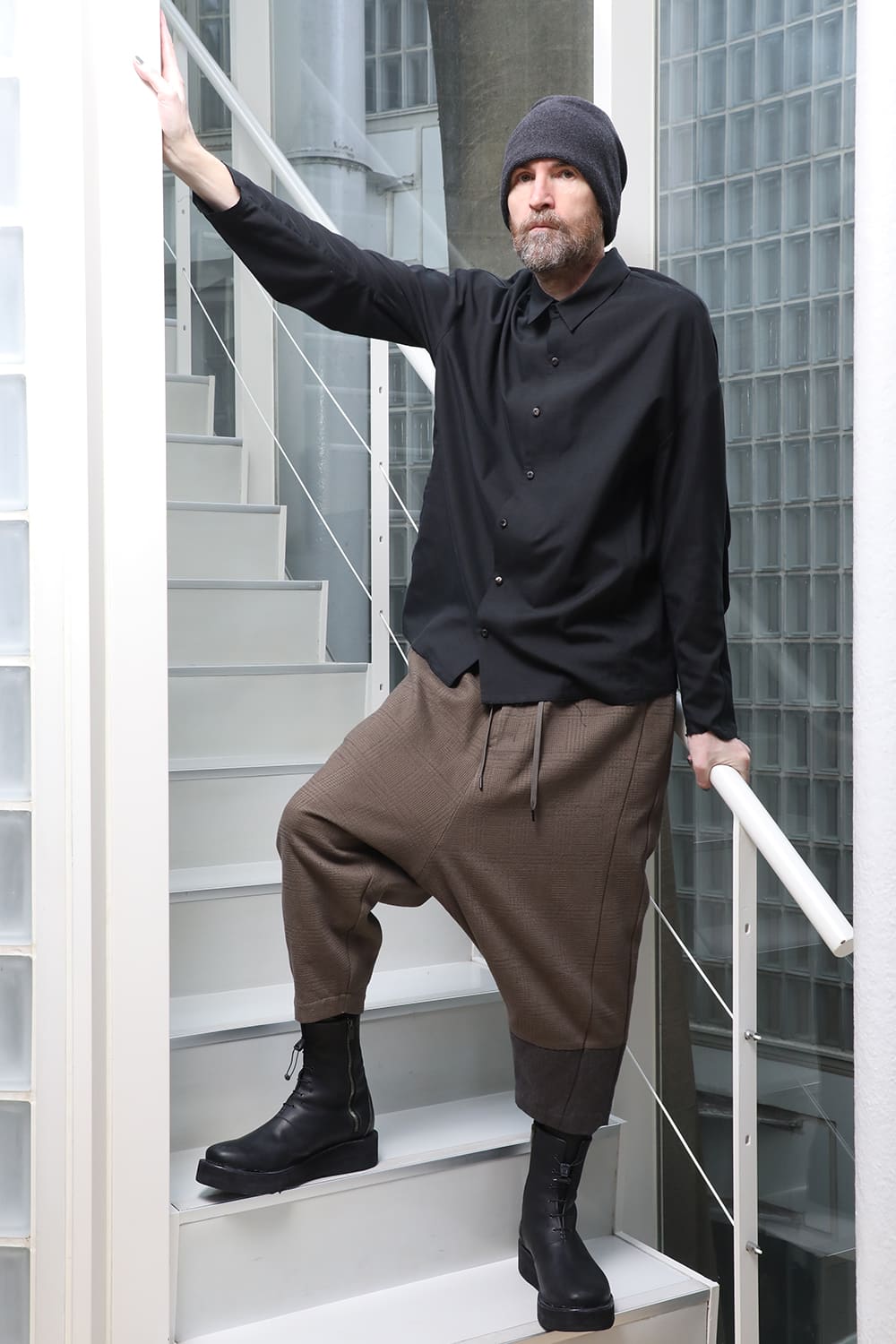 シャツ ルーズフィット サンドブラスト シルク コットン