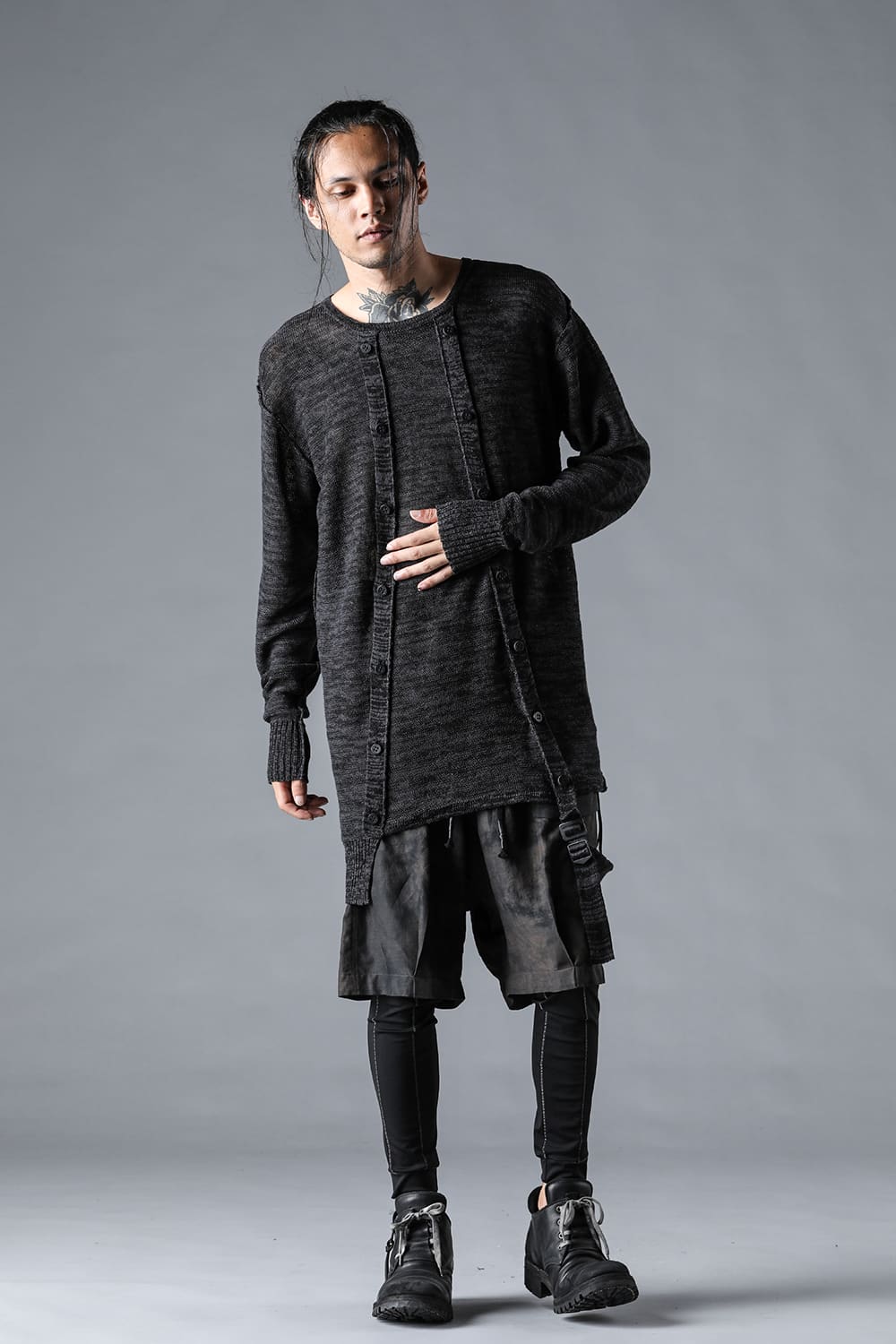 リネンニットWオープンカーディガン