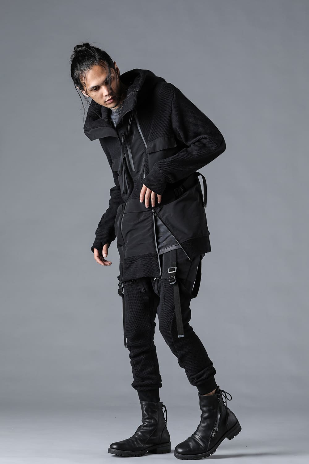 Honeycomb Cotton Jersey Suspender Drop-Crotch Jogger Pants