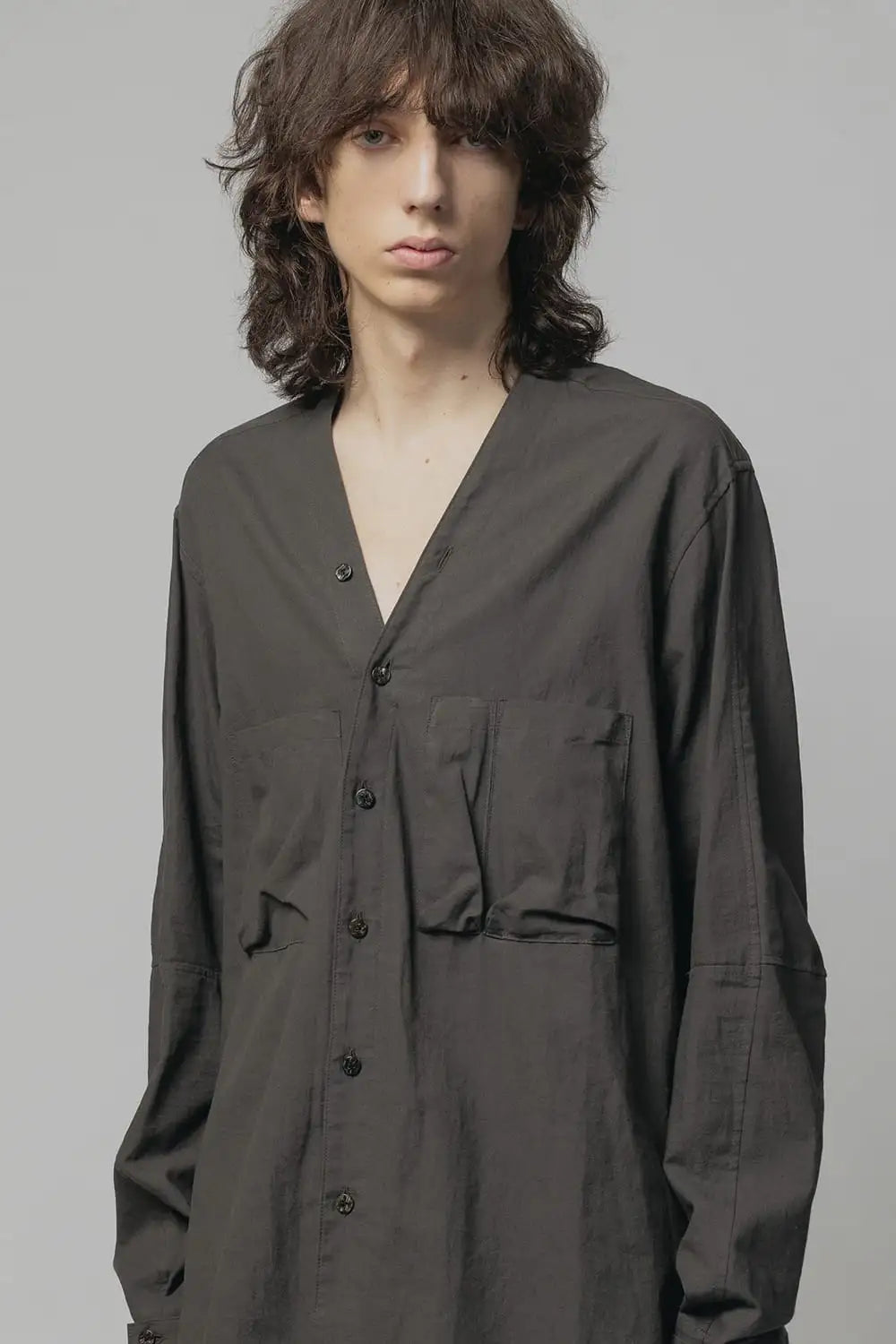 Cotton/Linen V Shirt  Olive Drab