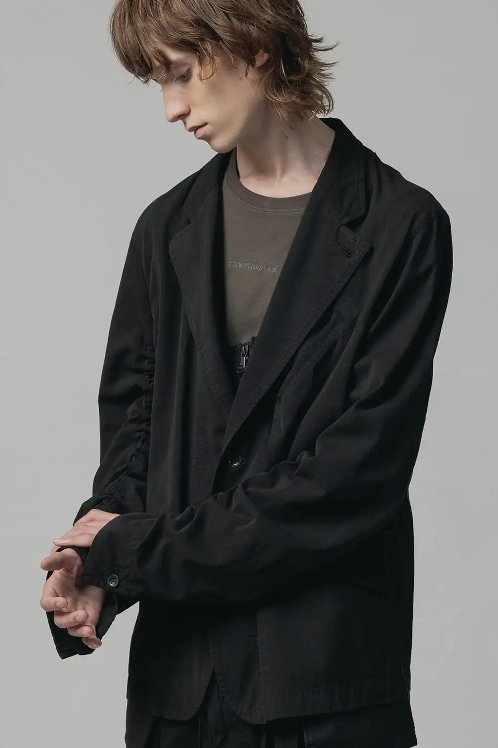 強撚ドライコットン ジャケット  ブラック