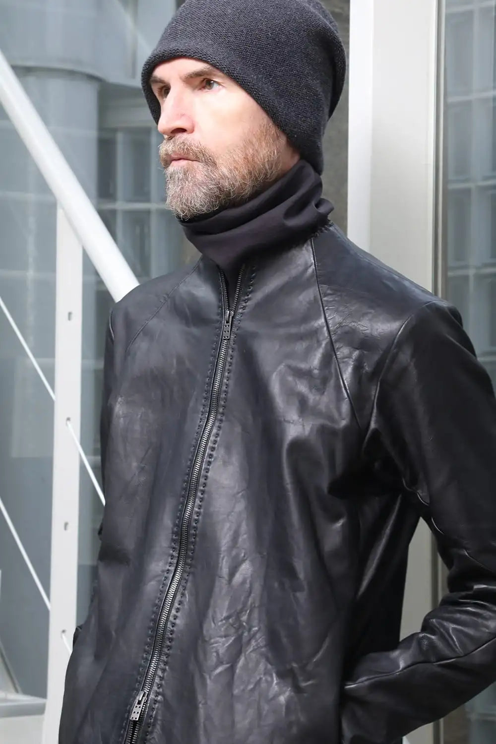 Leather  jacket  calf / silk   bonded